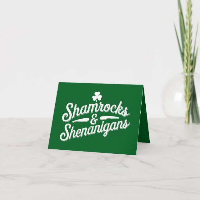 Glad St. Patrick's Day Lucky Shamrock & Shenanigan Kort (Framsida)