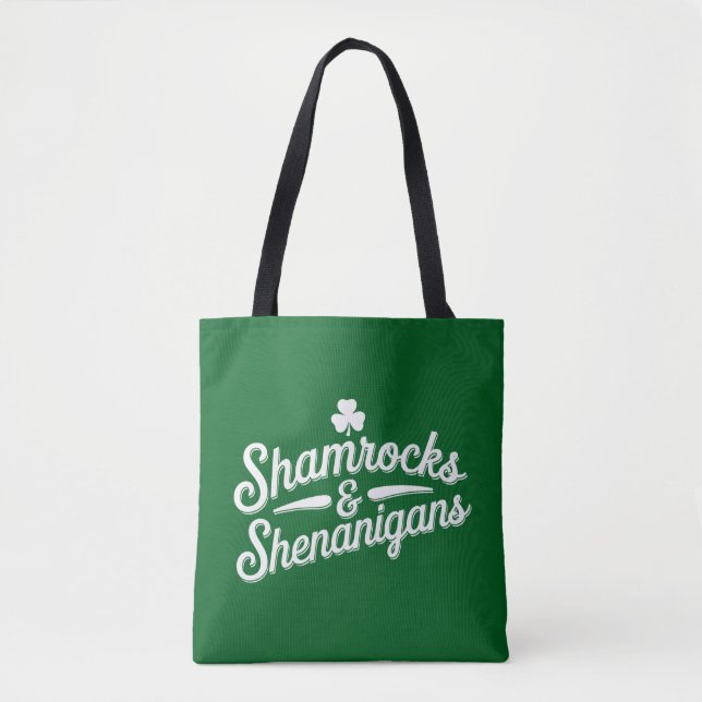 Glad St. Patrick's Day Lucky Shamrock & Shenanigan Tygkasse (Framsida)