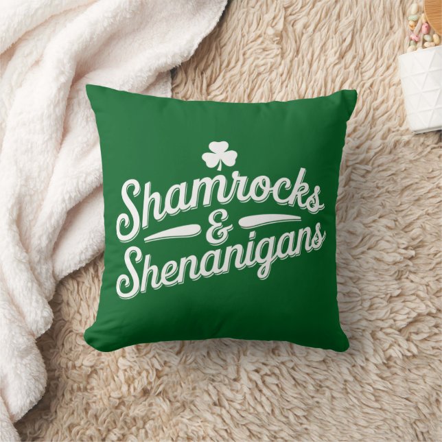 Glad St. Patricks Day Lucky Shamrock&Shenanigans Kudde (Filt)