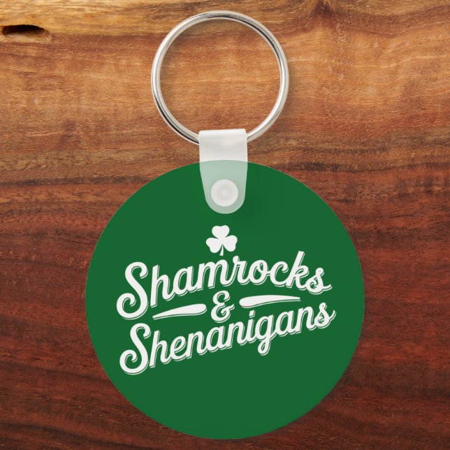 Glad St. Patricks Day Lucky Shamrock&Shenanigans Nyckelring (Framsida)