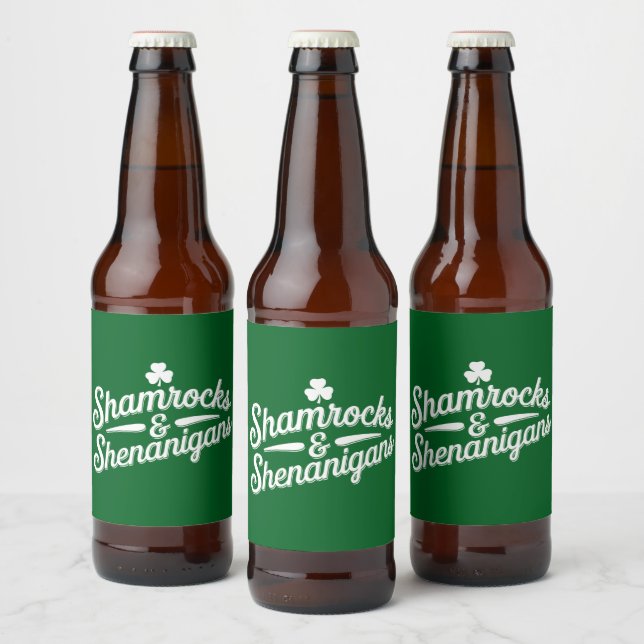 Glad St. Patricks Day Lucky Shamrock&Shenanigans Ölflaska Etikett (Flaskor)