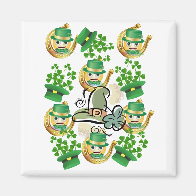 Glad St. Patricks Day Magnet Kloverblad (Framsidan)
