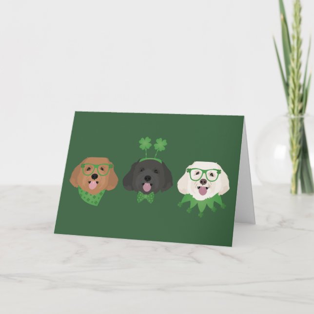 Glad St Patricks Day Maltipoo Hundar Helgkort (Framsida)