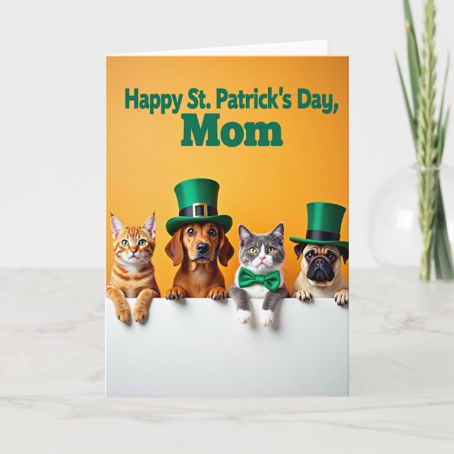 Glad St Patricks Day Mamma Husdjur Kort (Framsida)