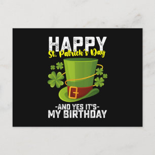 Glad St Patrick's Day Och Ja Det Är Min Födelsedag Vykort