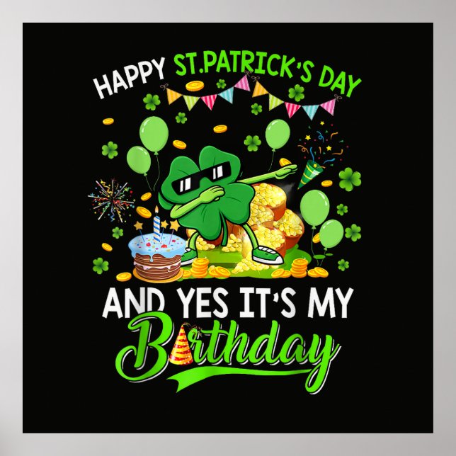 Glad St Patricks Day och min födelsedags Shamrock  Poster (Framsidan)