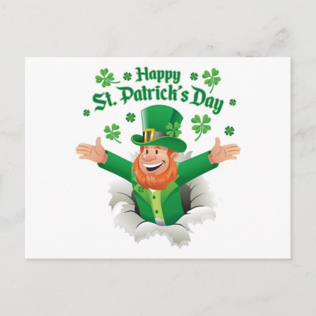Glad St. Patrick's Day påskharen  Helg Vykort (Framsida)