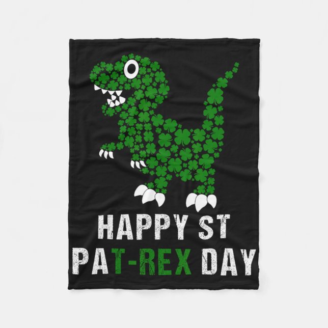 Glad St Patricks Day Patrex T-rex Dinosaur Rolig  Fleecefilt (Framsidan)