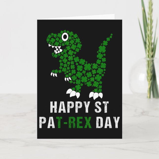 Glad St Patricks Day Patrex T-rex Dinosaur Rolig  Kort (Framsida)