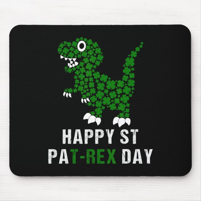 Glad St Patricks Day Patrex T-rex Dinosaur Rolig  Musmatta (Framsidan)