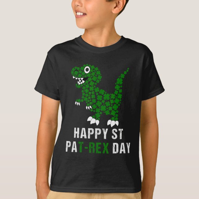 Glad St Patricks Day Patrex T-rex Dinosaur Rolig  T Shirt (Framsida)