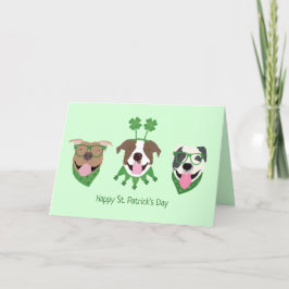 Glad St Patricks Day Pit Bull Hundar Helgkort