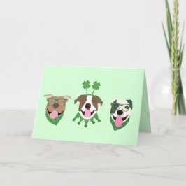 Glad St Patricks Day Pit Bull Hundar Helgkort