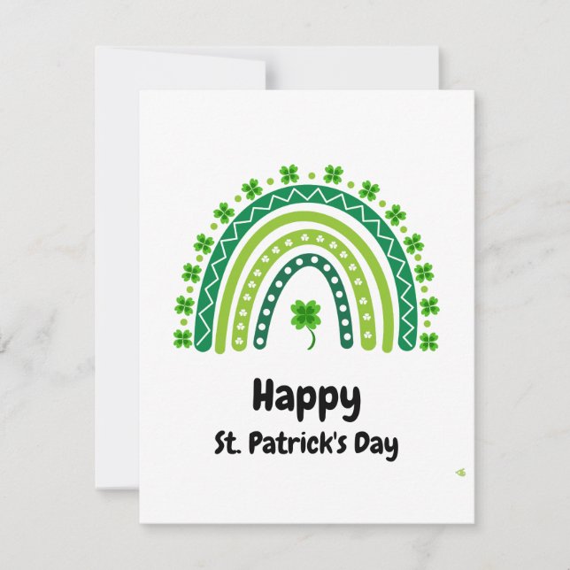 Glad St. Patrick's Day Regnbåge Grön Guld  Julkort (Framsida)
