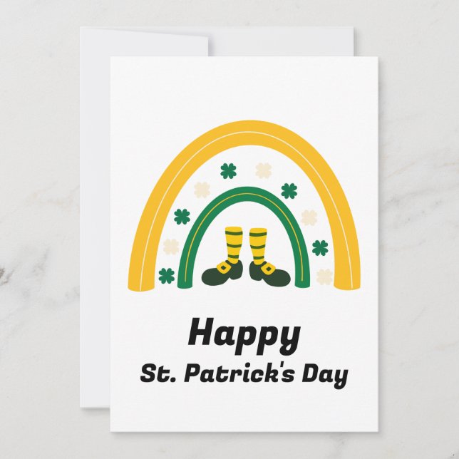 Glad St. Patrick's Day Regnbåge Grön Guld  Julkort (Framsida)