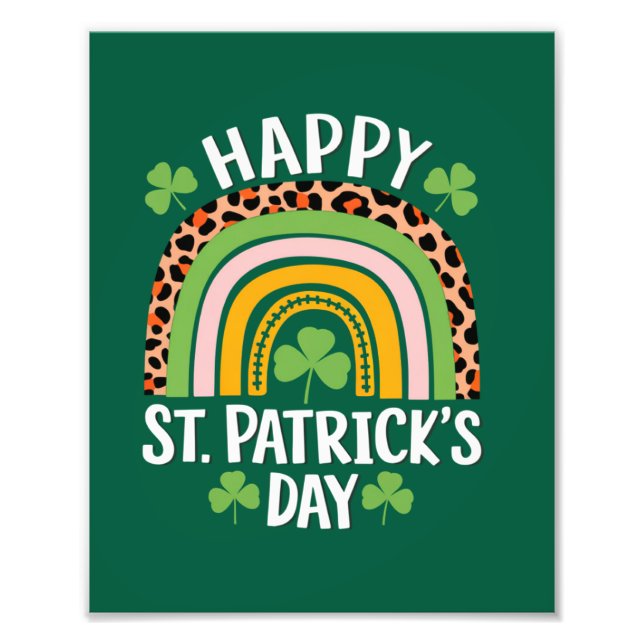 Glad St Patrick's Day regnbåge Shamrock  Fototryck (Framsidan)