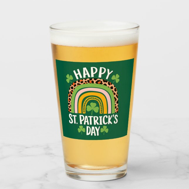 Glad St Patrick's Day regnbåge Shamrock  Glaskopp (Framsida fylld)