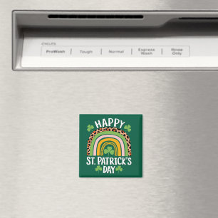Glad St Patrick's Day regnbåge Shamrock Magnet