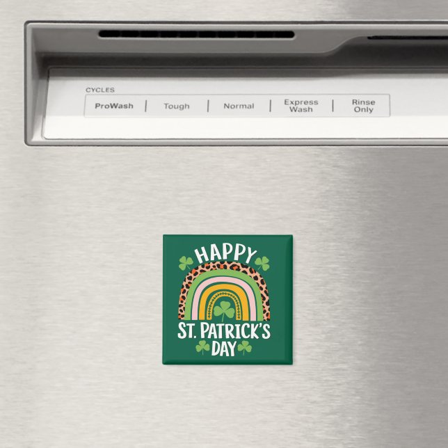 Glad St Patrick's Day regnbåge Shamrock  Magnet (In Situ (Dishwasher))