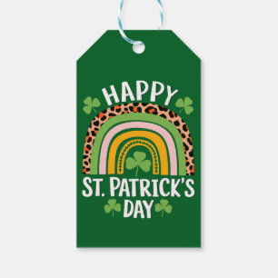 Glad St Patrick's Day regnbåge Shamrock Presentetikett