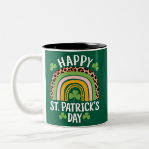 Glad St Patrick's Day regnbåge Shamrock Två-Tonad Mugg
