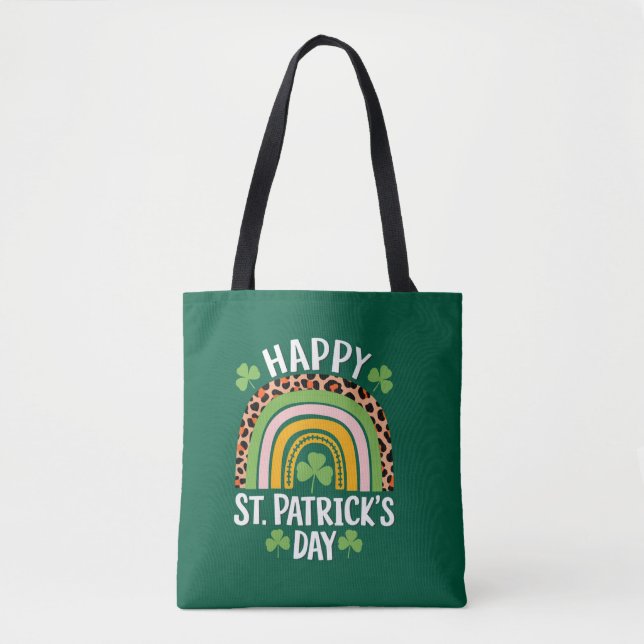 Glad St Patrick's Day regnbåge Shamrock  Tygkasse (Framsida)