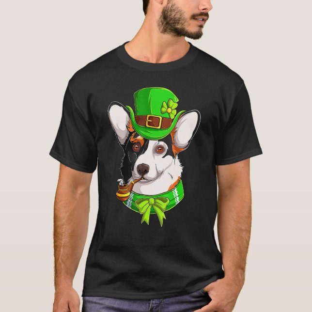 Glad St Patricks Day Rolig Saint Patricks Corgi D T Shirt (Framsida)