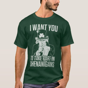 Glad St. Patrick's Day Rolig USA Uncle Sam-fest T Shirt