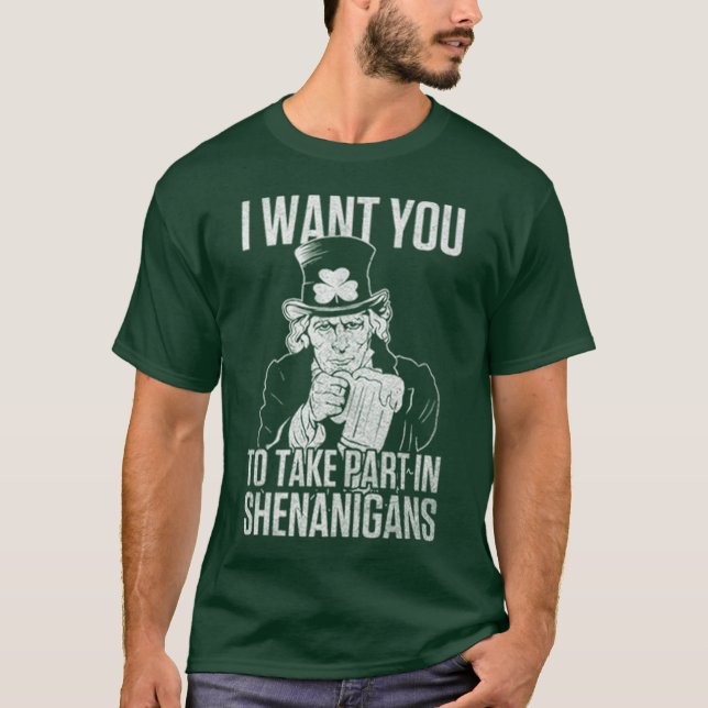 Glad St. Patrick's Day Rolig USA Uncle Sam-fest T Shirt (Framsida)