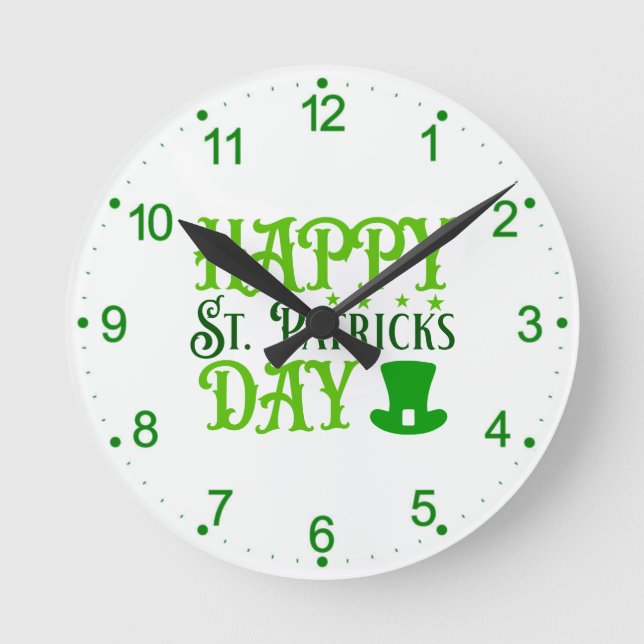 Glad St. Patrick's Day Rund Klocka (Framsida)