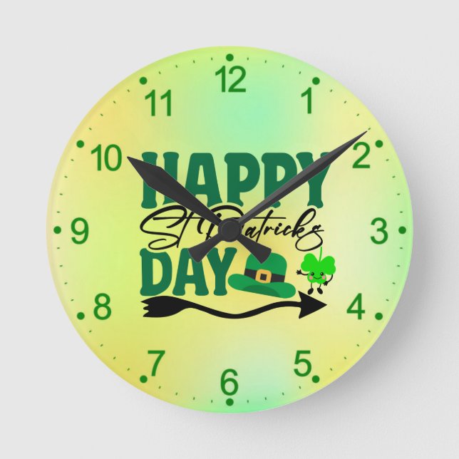 Glad St. Patrick's Day Rund Klocka (Framsida)