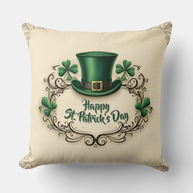 Glad St. Patrick's Day Shamrock-design Kudde (Framsida)