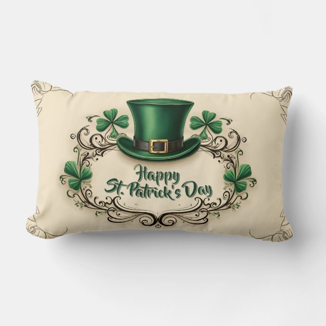 Glad St. Patrick's Day Shamrock-design Lumbarkudde (Framsida)