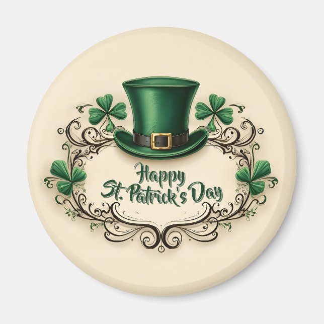 Glad St. Patrick's Day Shamrock-design Magnet (Framsidan)