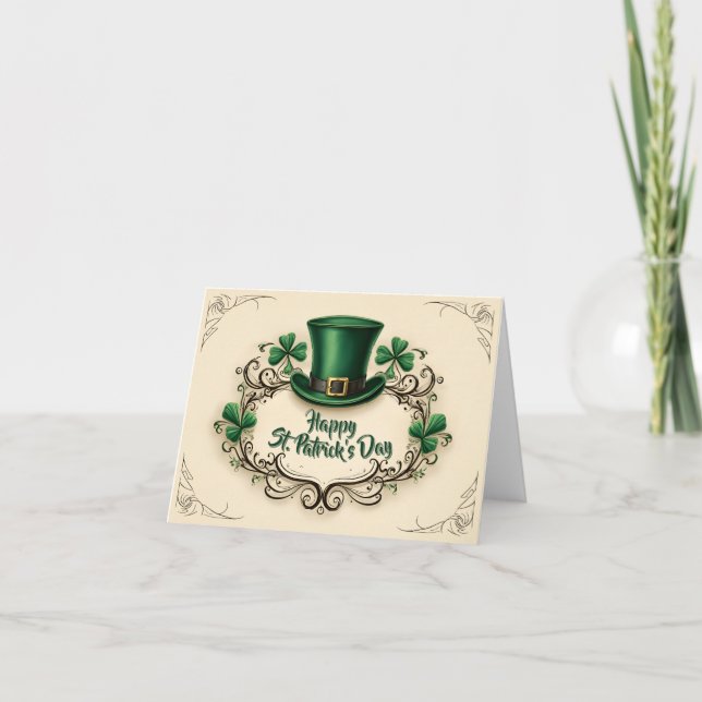 Glad St. Patrick's Day Shamrock-design Tack Kort (Framsida)
