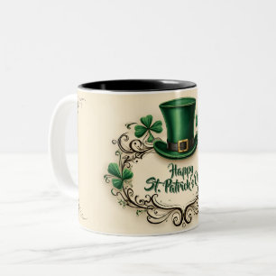 Glad St. Patrick's Day Shamrock-design Två-Tonad Mugg