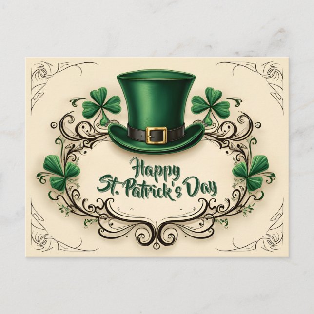 Glad St. Patrick's Day Shamrock-design Vykort (Framsida)