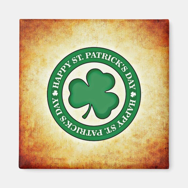 Glad St. Patrick's Day Shamrock Fyrkantig Magnet (Framsidan)