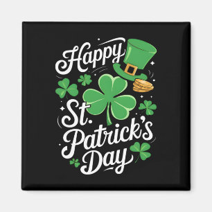 Glad St Patricks Day Shamrock Irländsk Rolig Män K Magnet