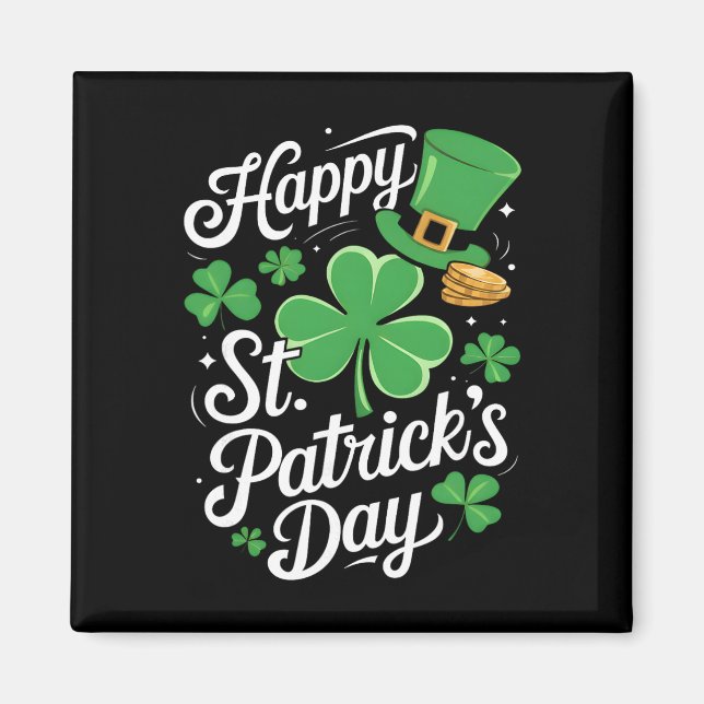 Glad St Patricks Day Shamrock Irländsk Rolig Män K Magnet (Framsidan)