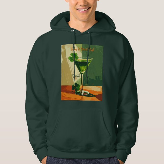 Glad St. Patrick's Day Shamrock Martini  Hoodie (Framsida)