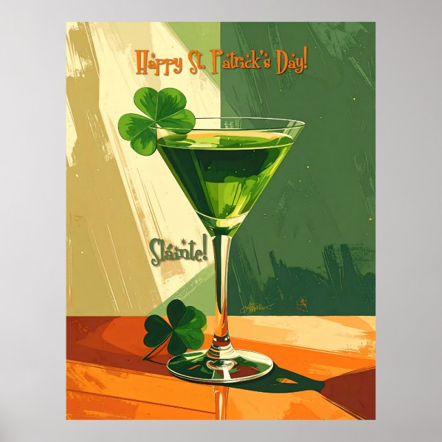 Glad St. Patrick's Day Shamrock Martini  Poster (Framsidan)