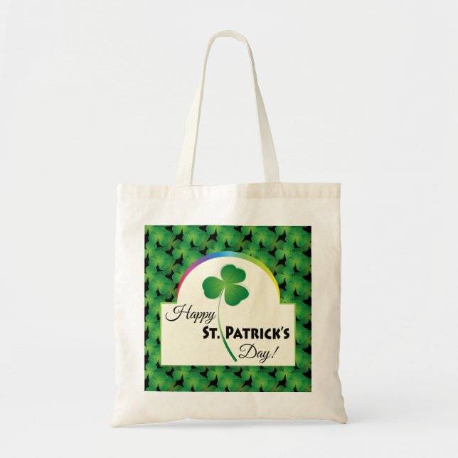 Glad St. Patrick's Day, Shamrock och regnbåge Tygkasse (Framsidan)