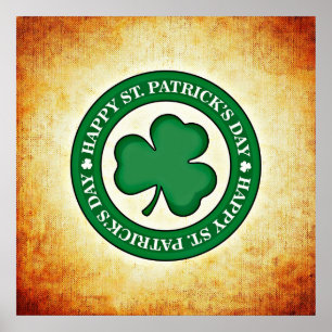 Glad St. Patrick's Day Shamrock Square Affisch