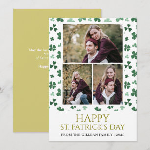 Glad St. Patrick's Day Shamrocks familj 3 foto Julkort