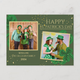 Glad St. Patrick's Day Shamrocks familj en bild Helg Vykort