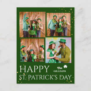 Glad St. Patrick's Day Shamrocks familjefoto Helg Vykort