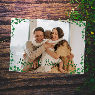 Glad St. Patrick's Day Shamrocks familjefoto Julkort