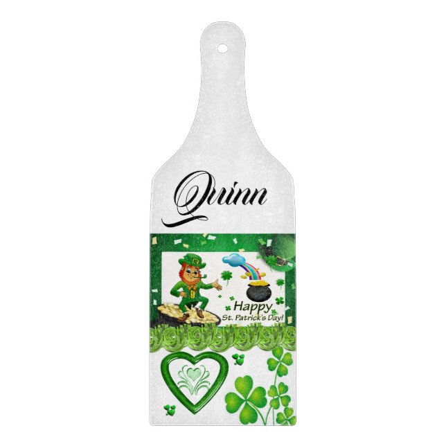 Glad St. Patrick's Day Skärbräda i Glas (Framsidan)