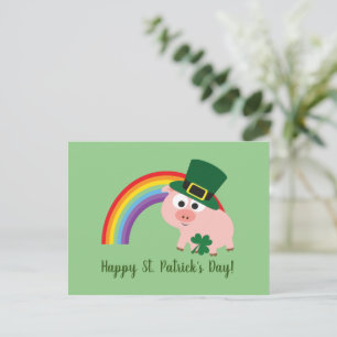 Glad St. Patricks Day Söt Leprechaun Gris Vykort